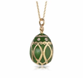 Faberge Palais Yelagin 18ct Yellow Gold Diamond Forest Green Pendant
