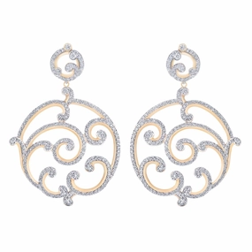 Faberge Rococo 18ct Rose Gold Pave Diamond Grand Earrings