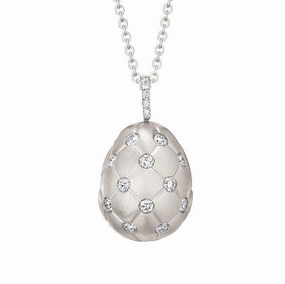 Faberge Treillage 18ct White Gold Diamond Matt Pendant