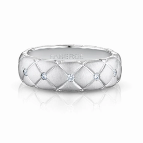 Faberge Treillage 18ct White Gold Diamond Thin Ring