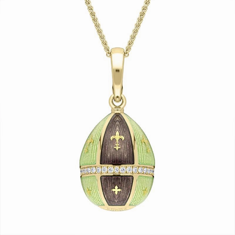 Faberge Victor Mayer 18ct Yellow Gold 0.18ct Diamond Centre Ring Egg Necklace