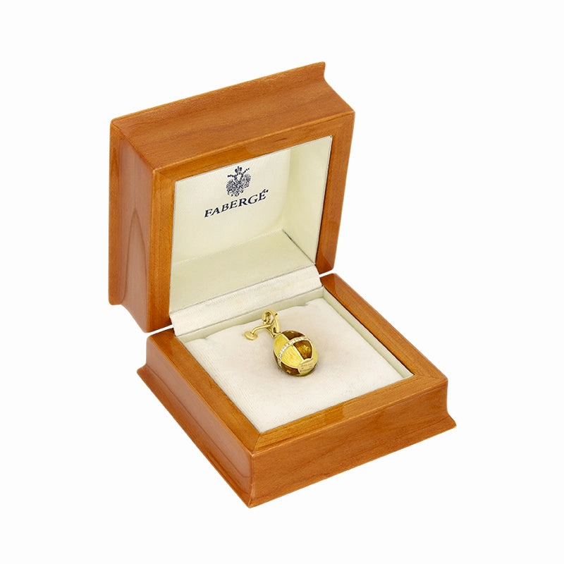 Faberge Victor Mayer 18ct Yellow Gold 0.18ct Diamond Centre Ring Egg Necklace