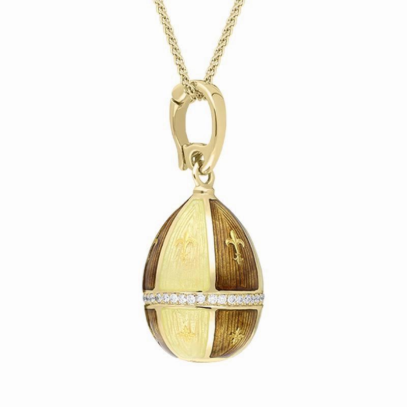 Faberge Victor Mayer 18ct Yellow Gold 0.18ct Diamond Centre Ring Egg Necklace