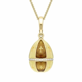 Faberge Victor Mayer 18ct Yellow Gold 0.18ct Diamond Centre Ring Egg Necklace