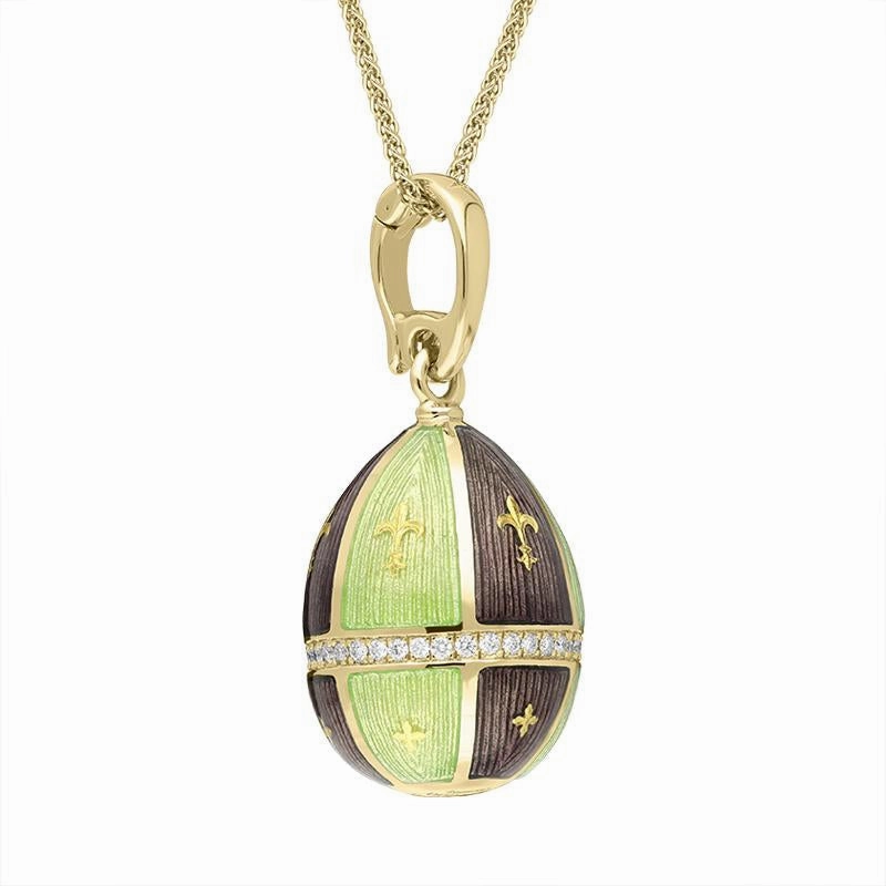 Faberge Victor Mayer 18ct Yellow Gold 0.18ct Diamond Centre Ring Egg Necklace