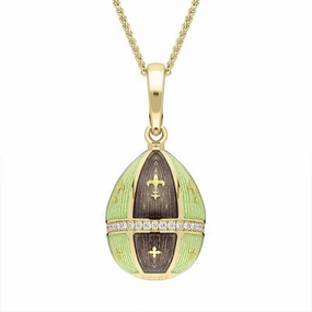 Faberge Victor Mayer 18ct Yellow Gold 0.18ct Diamond Centre Ring Egg Necklace