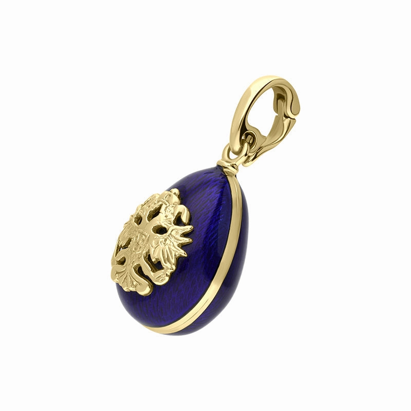 Faberge Victor Mayer 18ct Yellow Gold Blue Enamel Crested Charm