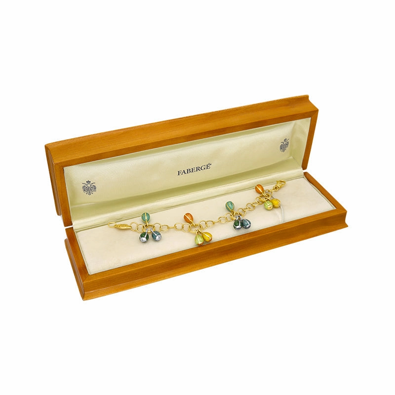 Faberge Victor Mayer 18ct Yellow Gold Multicolour Enamel Egg Charm Bracelet