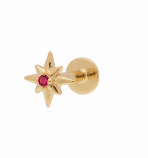 Flat Back Single Earring - CZ Star