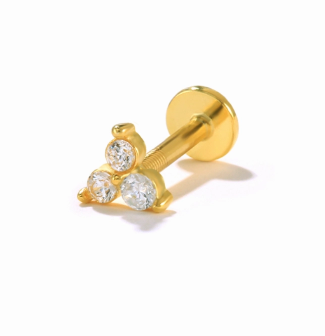 Flat Back Single Earring -  Triangle CZ