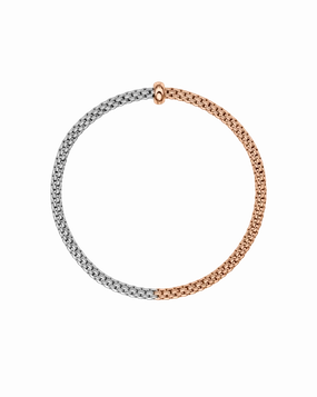 Fope 18ct Rose & White Gold Bicolour Diamond Flex'it Bracelet