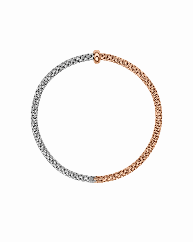 Fope 18ct Rose & White Gold Bicolour Diamond Flex'it Bracelet