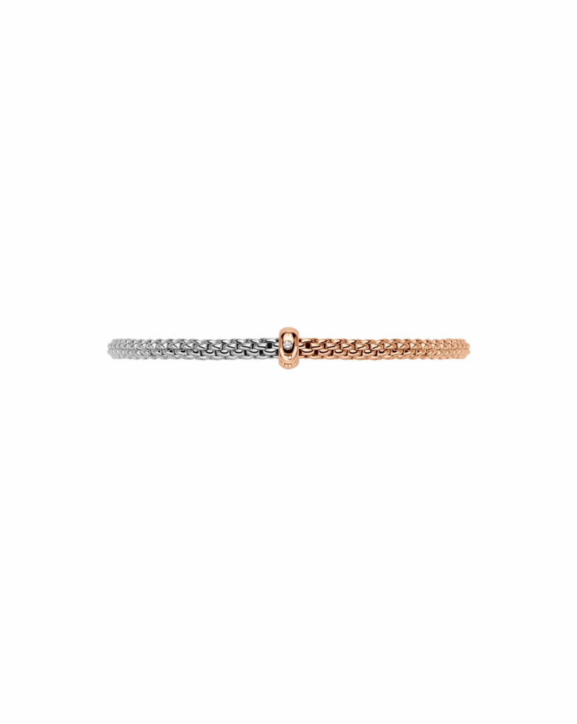 Fope 18ct Rose & White Gold Bicolour Diamond Flex'it Bracelet