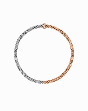 Fope 18ct Rose & White Gold Bicolour Diamond Flex'it Bracelet