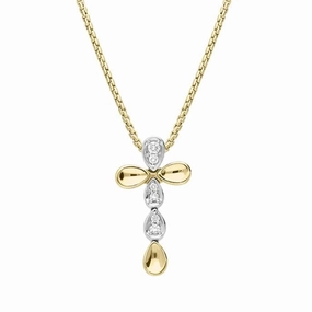 Fope 18ct Yellow Gold 0.14ct Diamond Cross Necklace D