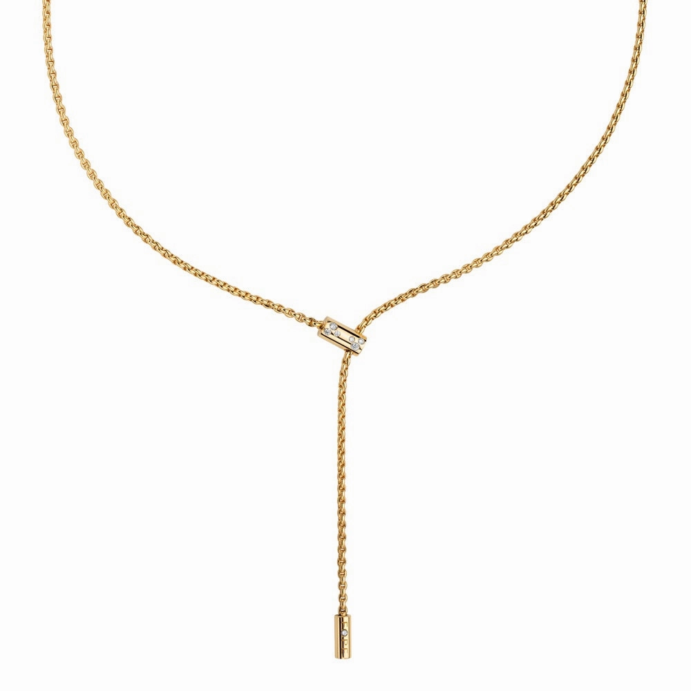Fope Aria 18ct Yellow Gold 0.11ct Diamond Adjustable Slider Necklace