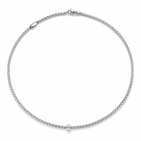 Fope Eka Tiny 18ct White Gold 0.07ct Diamond Necklace