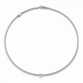 Fope Eka Tiny 18ct White Gold 0.07ct Diamond Necklace