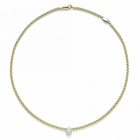 Fope Eka Tiny 18ct Yellow Gold 0.27ct Diamond Pear Necklace