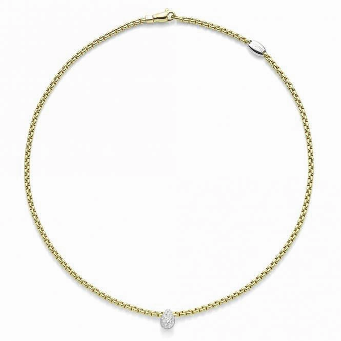 Fope Eka Tiny 18ct Yellow Gold 0.27ct Diamond Pear Necklace