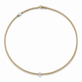 Fope Eka Tiny 18ct Yellow Gold Diamond 50cm Necklace