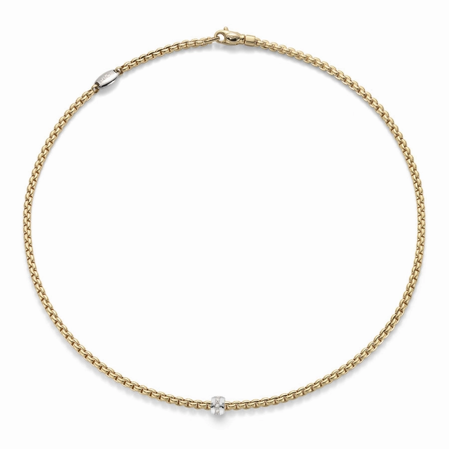 Fope Eka Tiny 18ct Yellow Gold Diamond 50cm Necklace