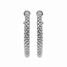 Fope Essentials 18ct White Gold Medium Hoop Earrings