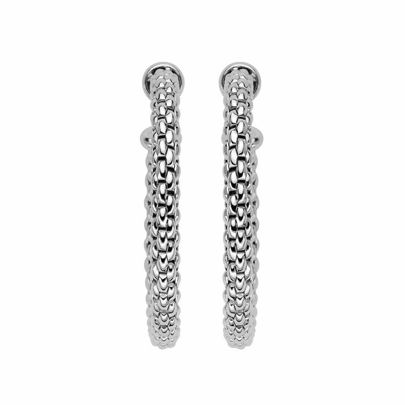 Fope Essentials 18ct White Gold Medium Hoop Earrings