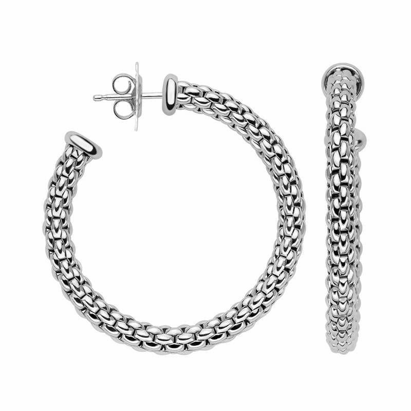Fope Essentials 18ct White Gold Medium Hoop Earrings