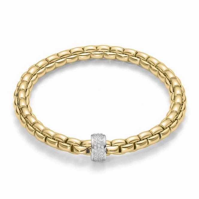 Fope Flex'It Eka 18ct Yellow Gold 0.53ct Diamond Bracelet