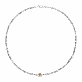 Fope Flex'it Prima 18ct White Rose Gold Diamond 43cm Necklace