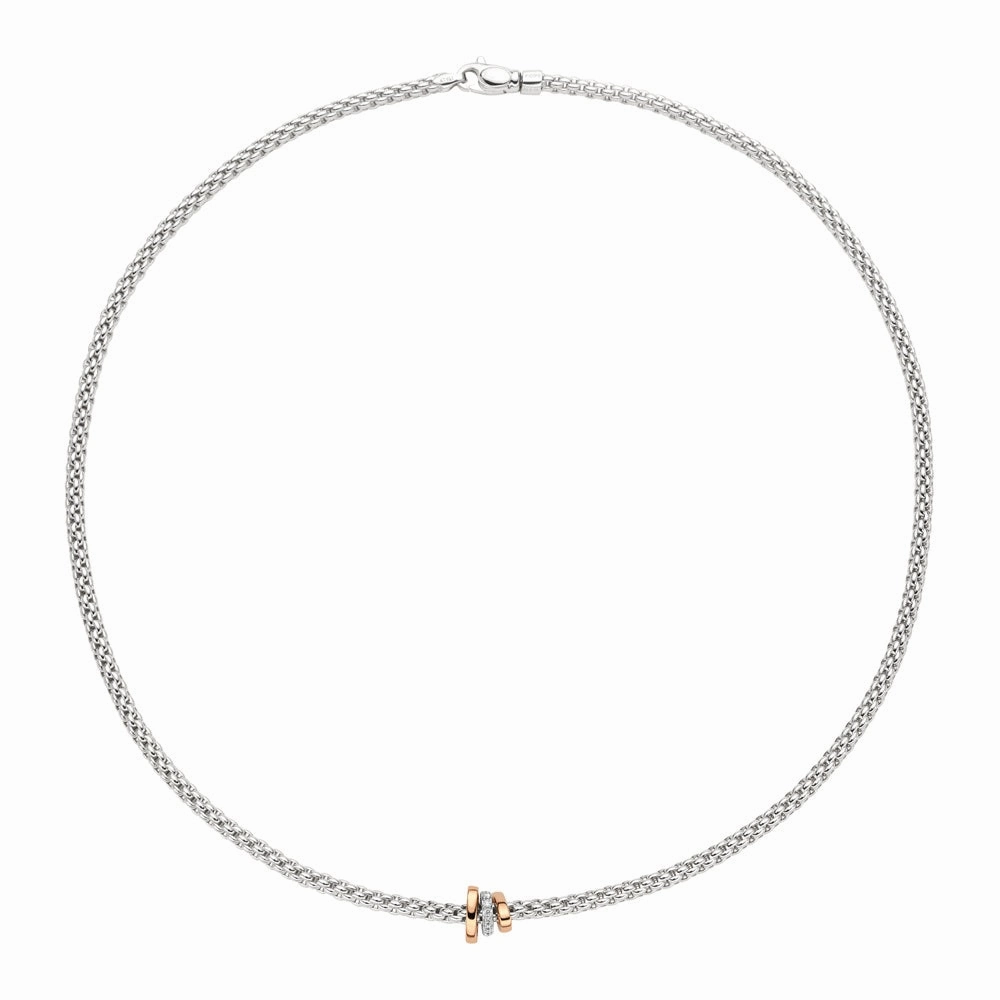 Fope Flex'it Prima 18ct White Rose Gold Diamond 43cm Necklace