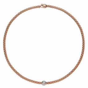 Fope Flex'it Solo 18ct Rose Gold 0.10ct Diamond Necklace