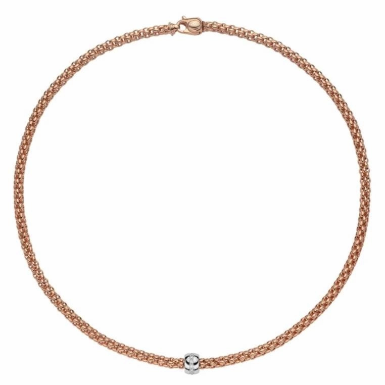 Fope Flex'it Solo 18ct Rose Gold 0.10ct Diamond Necklace