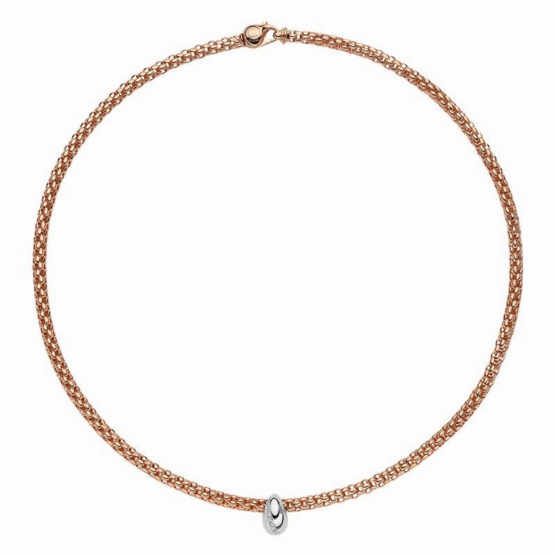 Fope Flex'it Solo 18ct Rose Gold 0.12ct Diamond Necklace