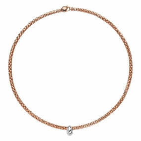 Fope Flex'it Solo 18ct Rose Gold 0.12ct Diamond Necklace