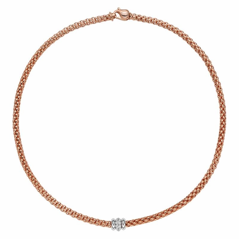 Fope Flex'it Solo 18ct Rose Gold 0.17ct Diamond Necklace