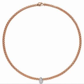 Fope Flex'it Solo 18ct Rose Gold 0.33ct Diamond Necklace