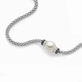 Fope Flex'It Solo 18ct White Gold 0.41ct Diamond Pearl Necklace