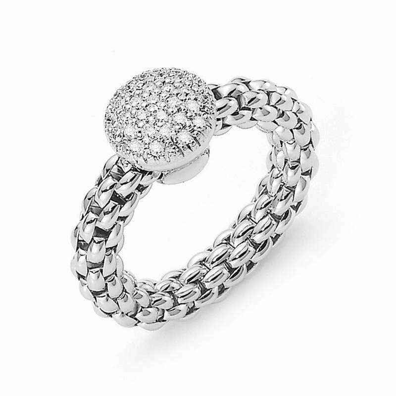Fope Flex'It Solo 18ct White Gold Pave 0.41ct Diamond Ring