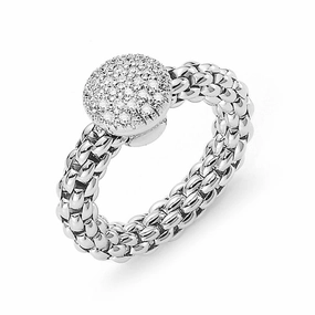 Fope Flex'It Solo 18ct White Gold Pave 0.41ct Diamond Ring