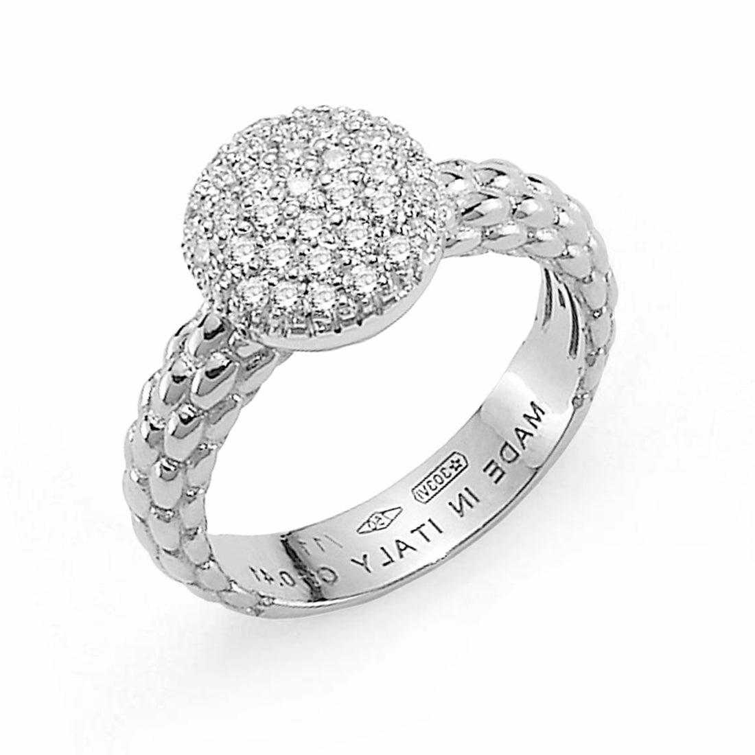 Fope Flex'It Solo 18ct White Gold Pave Set 0.41ct Diamond Ring