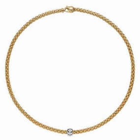Fope Flex'it Solo 18ct Yellow Gold 0.10ct Diamond Necklace