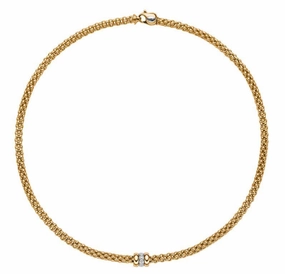 Fope Flex'it Solo 18ct Yellow Gold 0.10ct Diamond Necklace