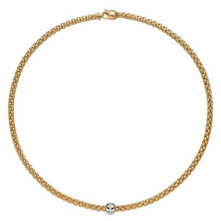 Fope Flex'it Solo 18ct Yellow Gold 0.10ct Diamond Necklace