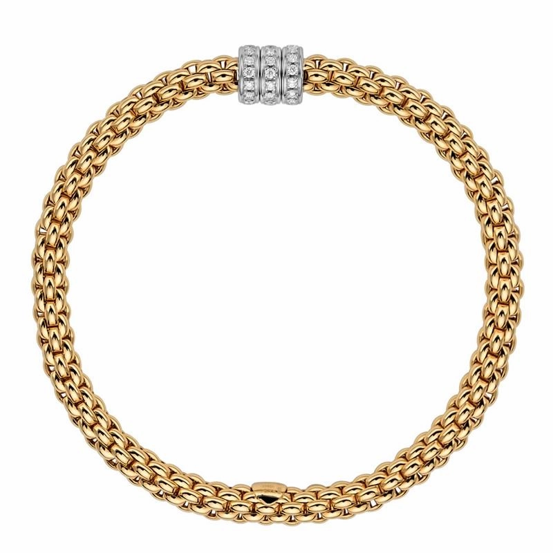 Fope Flex'it Solo 18ct Yellow Gold 0.30ct Diamond Bracelet