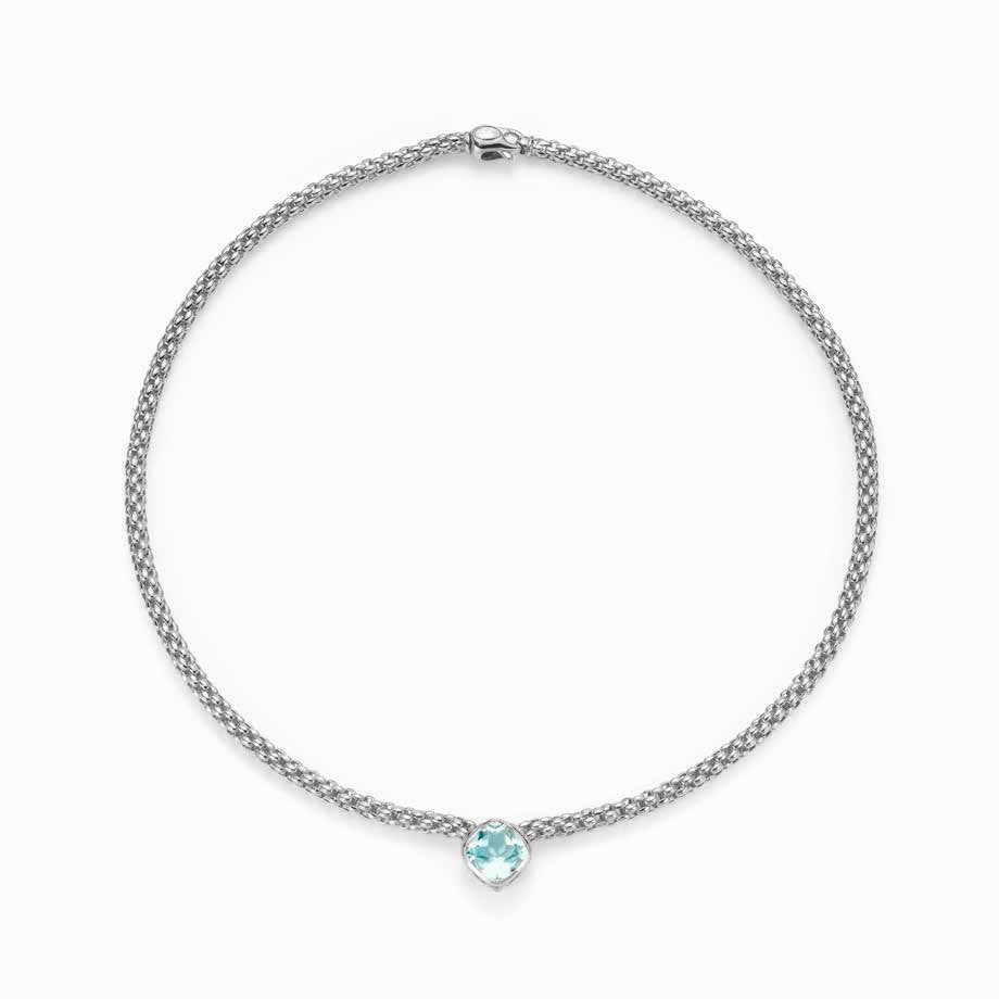 Fope FLEX'IT SOLO Necklace Aquamarine 18ct White Gold
