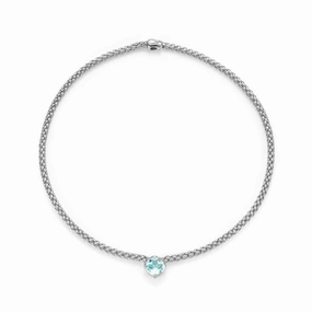 Fope FLEX'IT SOLO Necklace Aquamarine 18ct White Gold