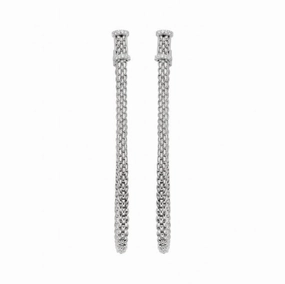 Fope Flexit Essentials 18ct White Gold Diamond Long Mesh Chain Earrings