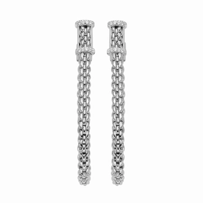 Fope Flexit Essentials 18ct White Gold Diamond Medium Mesh Chain Earrings